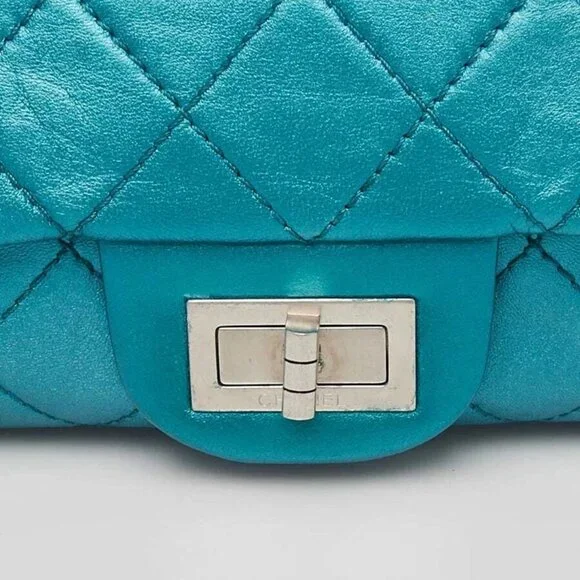Chanel Turquoise 2.55 Reissue Quilted Classic Calfskin Leather 227 Jumbo Flap... Shoulder Bags